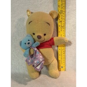 Fisher Price 2004 Winnie The Pooh Baby Bear Plush Satin Blanket Rattle Toy 10"